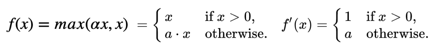 Parametric ReLU formula