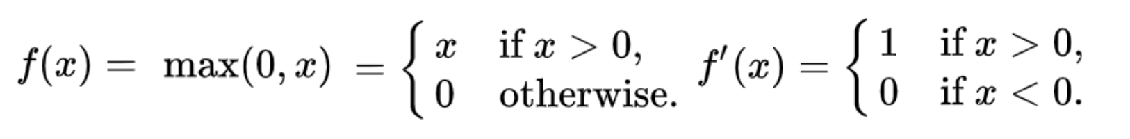 formula of ReLU and its derivative
